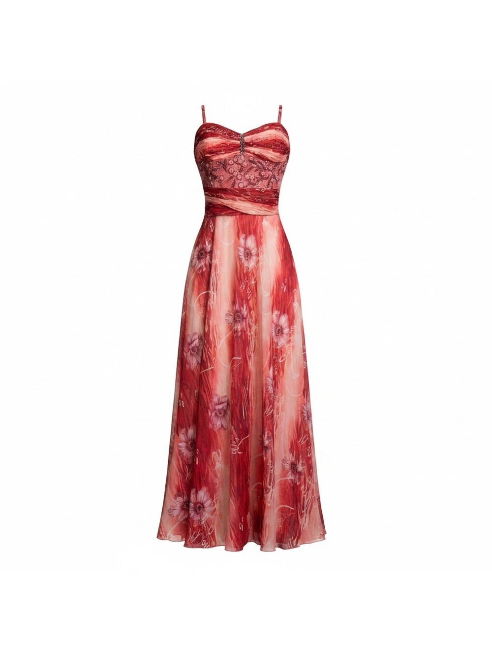 VINTAGE Y2K WATERCOLOR FLORAL PROM GOWN